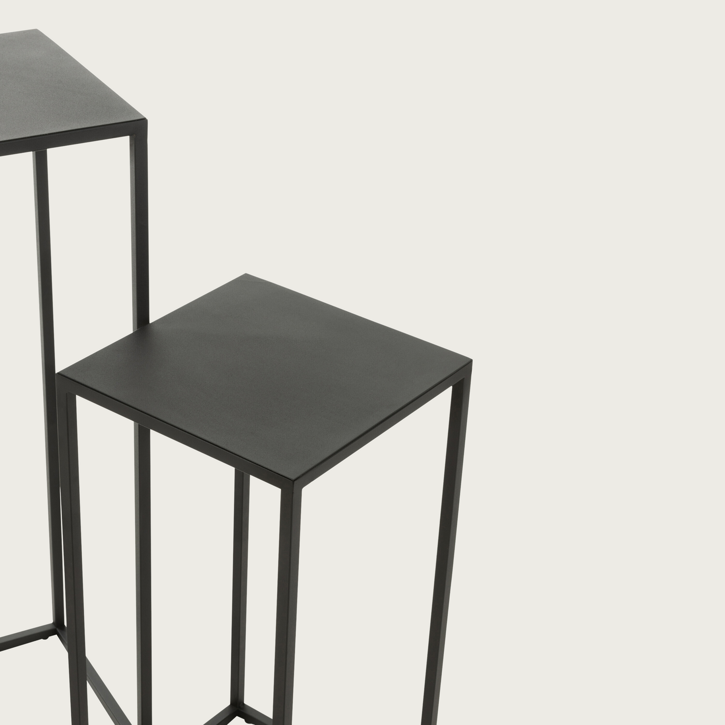 Set Of 2 Side Tables Square Metal Black