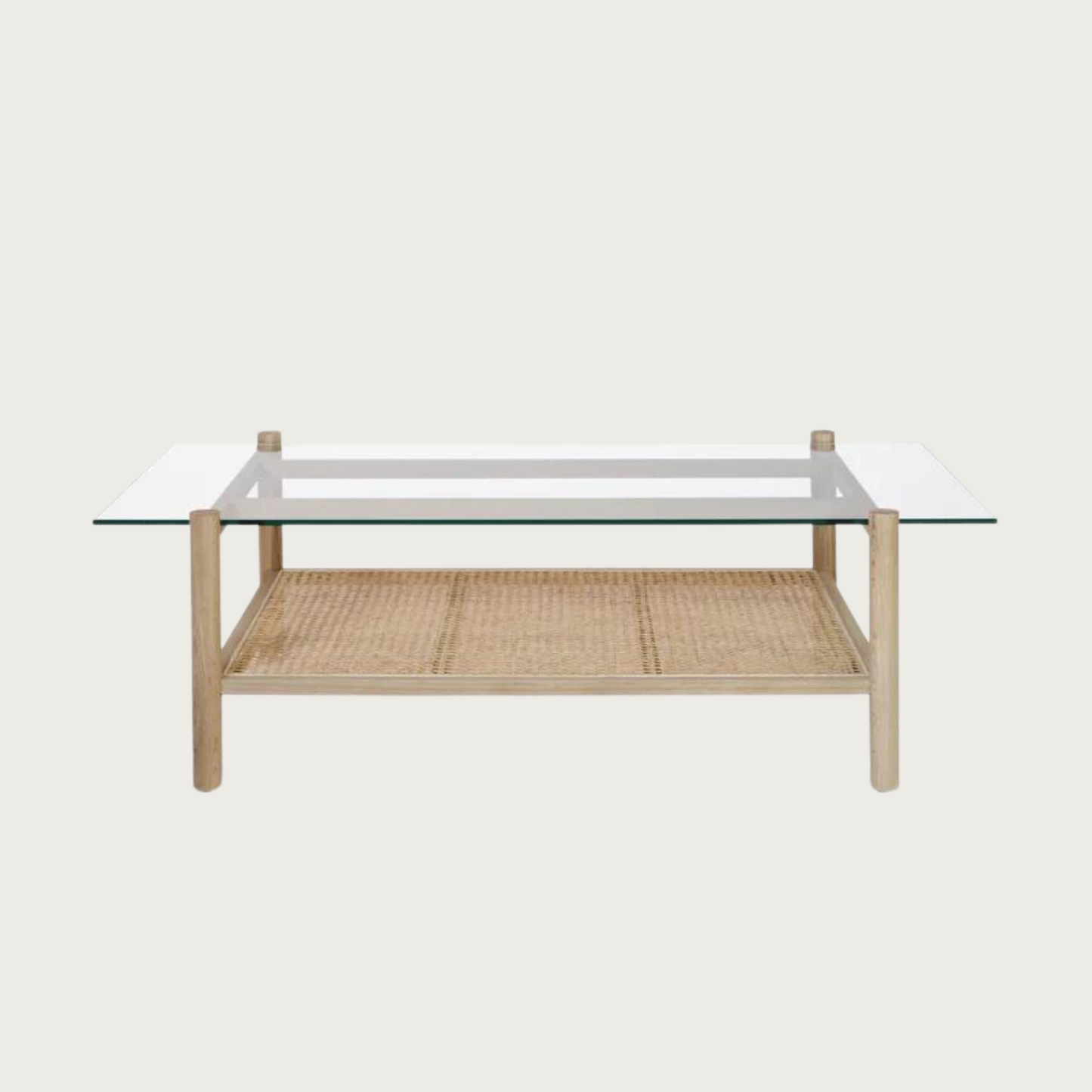 Neo - natural oak cofee table w. glassplate