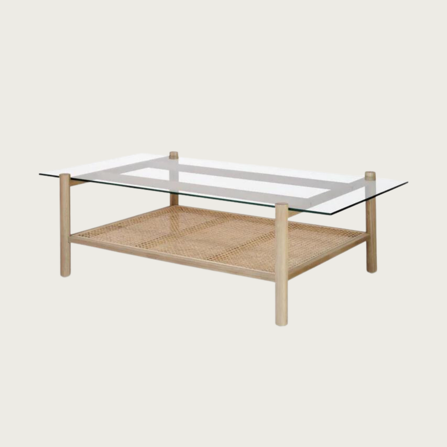 Neo - natural oak cofee table w. glassplate