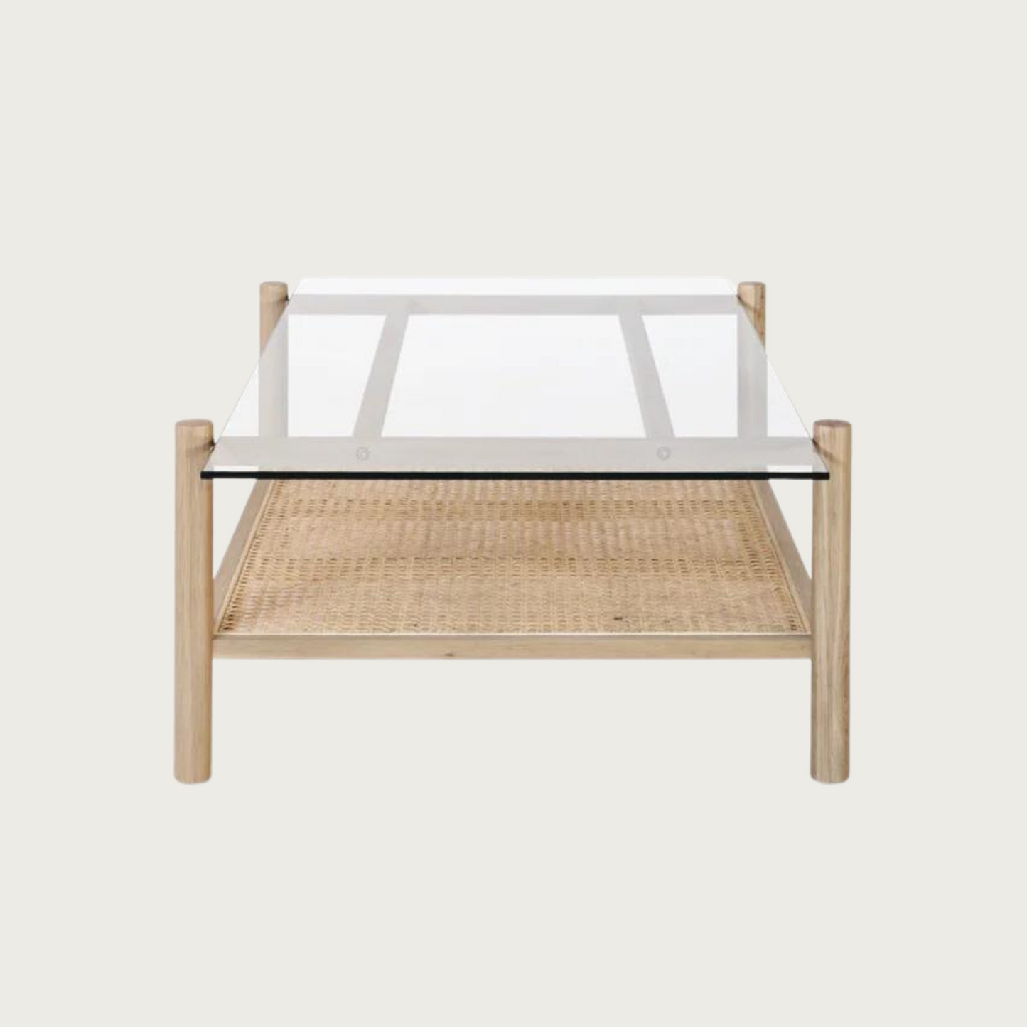 Neo - natural oak cofee table w. glassplate