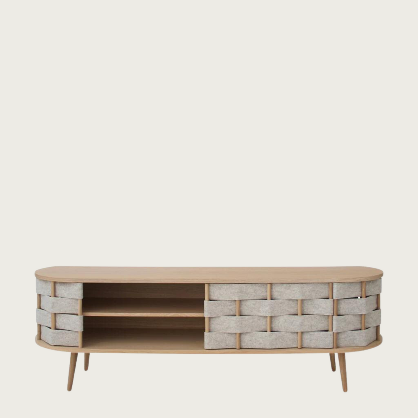 Felt TV-bench, natural oak, 160cm