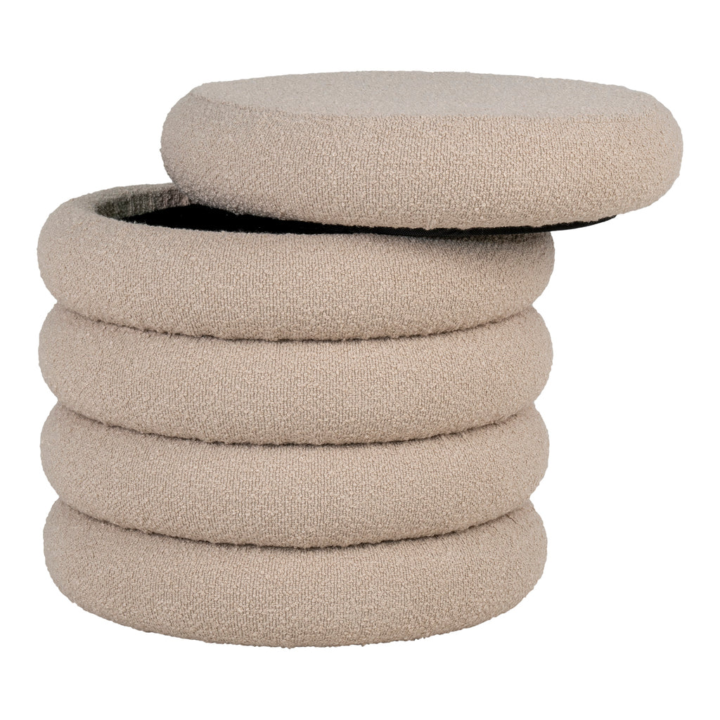 Pouf in bouclé with storage
