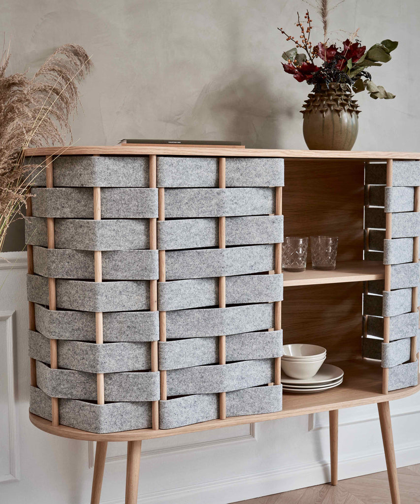 Felt high chest, natural oak, 120cm