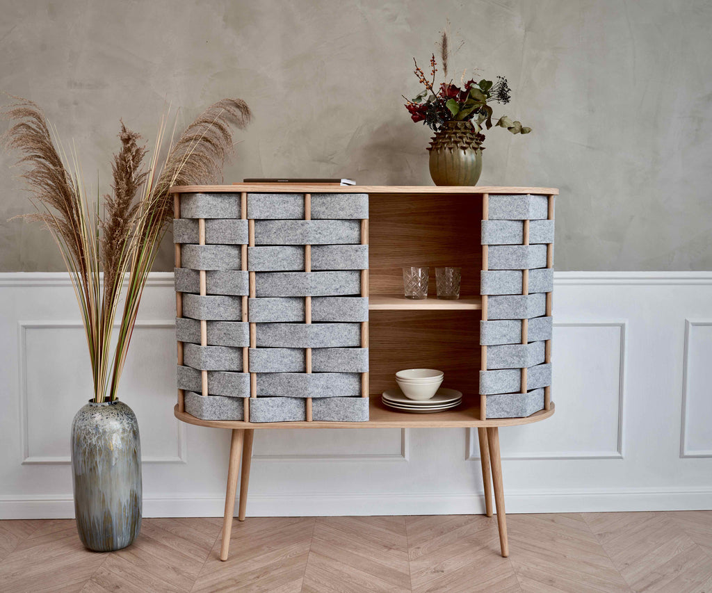 Felt high chest, natural oak, 120cm