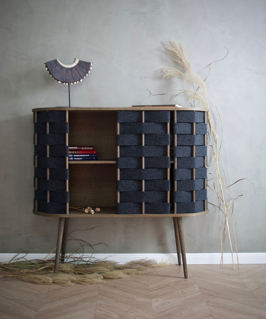 Felt high chest, smoked oak, 120cm