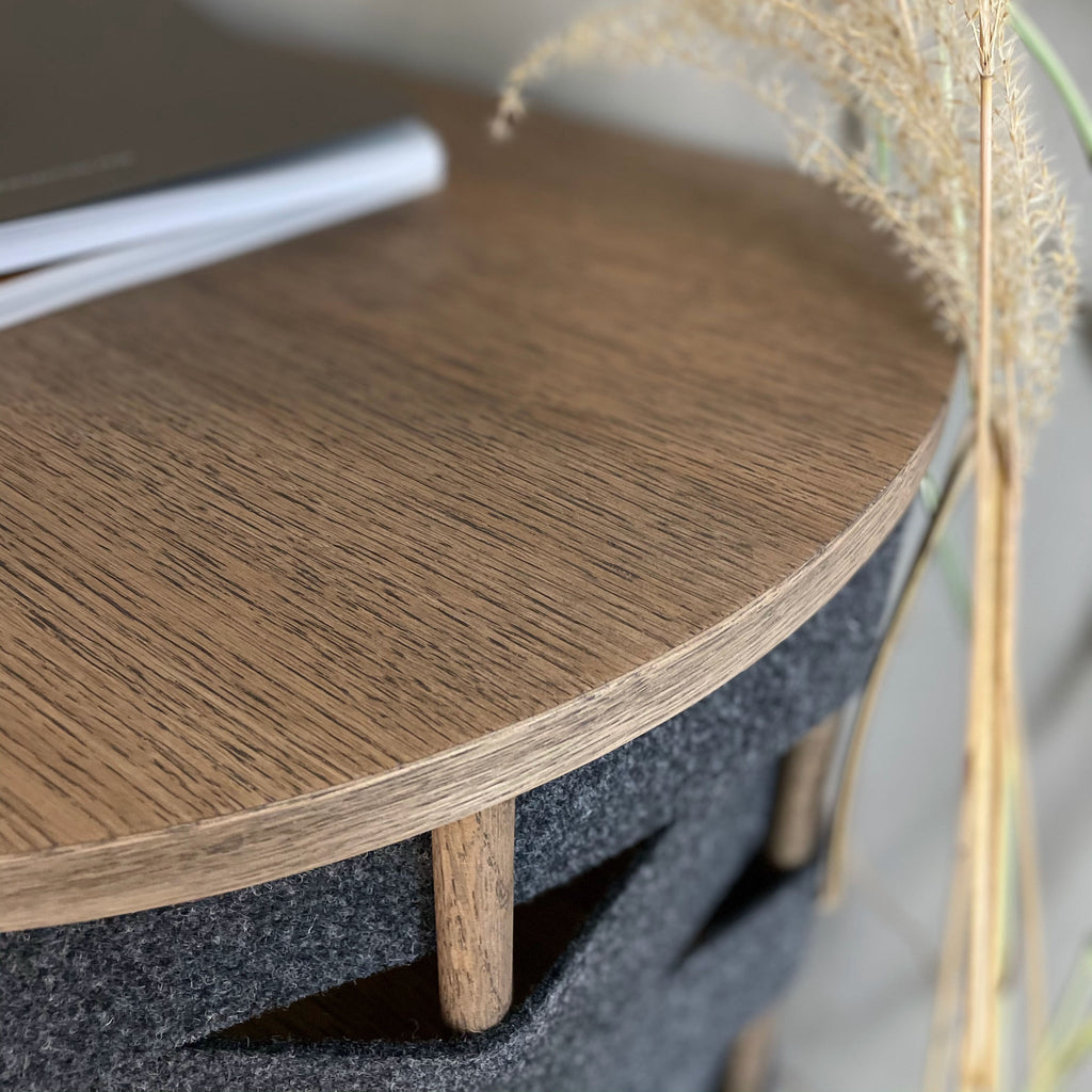 Felt high chest, smoked oak, 120cm