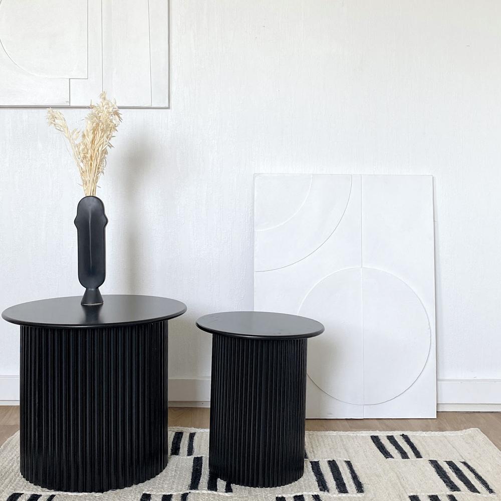 Coffee Tables Round Black Set Of 2