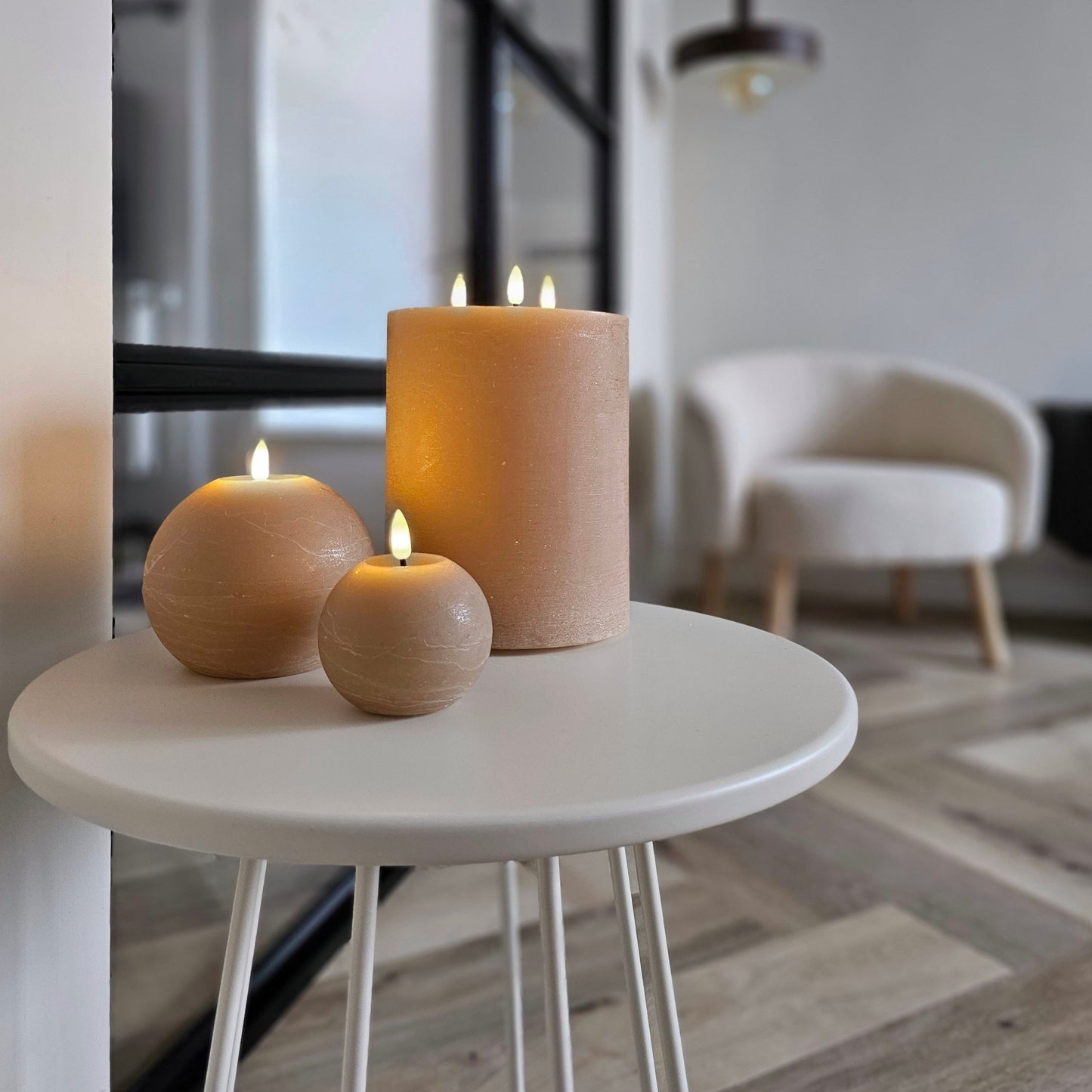 Ledstompkaars XXL brownbeige