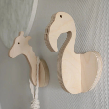 Houten wandhaak giraffe