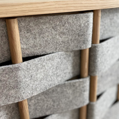 Felt high chest, natural oak, 120cm
